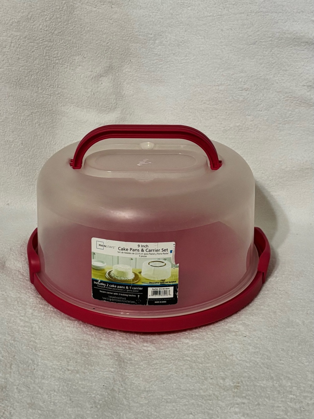 Mainstays Red and Clear Cake Carrier with Handle
